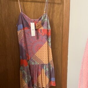 Kimchi Blue Patchwork Midi Dress - Purple and Red